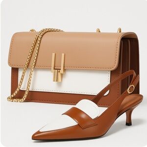 Elegant Tan and White Women's Bag